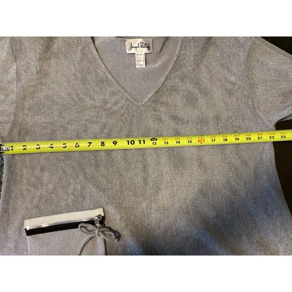 Joseph Ribkoff Silver Knit Pullover 3/4 Sleeve Tunic Top Sz 10 - Picture 8 of 11